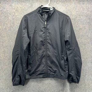 Greg Norman Windbreaker Jacket Mens Medium Black Full Zip Lightweight Golf Coat
